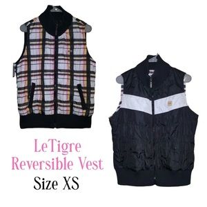 Le Tigre Reversible NWT Black Pink Plaid Vest